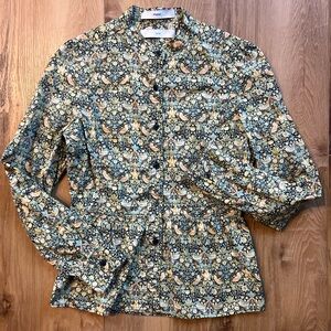 WHYRED Stockholm Liberty-Style Bird Print Blouse Scandinavian Art Nouveau Floral